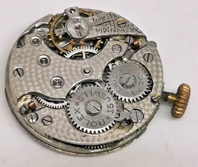 Vintage Rolex Rebberg 15j Swiss 24mm Manual Wind Watch Movement Spares Repairs • $62.16