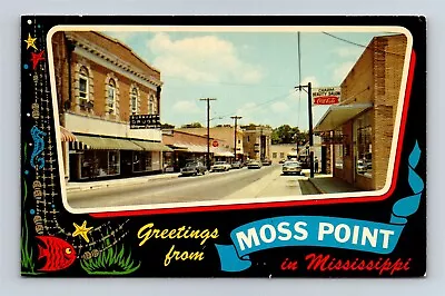 Postcard MS Moss Point Mississippi Street View Beauty Salon Coca Cola AN15 • $6.99