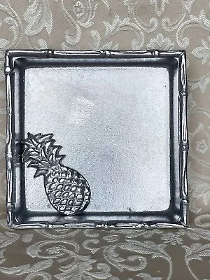 Mariposa Silver Bamboo Trimmed Cocktail Napkin Holder With Pineapple Weight • $20.93