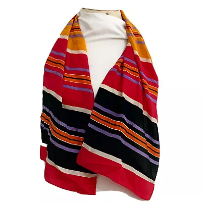 UNBRANDED STRIPES MULTI COLOR LONG Silk Scarf  49/10 In #A124 • $12.09