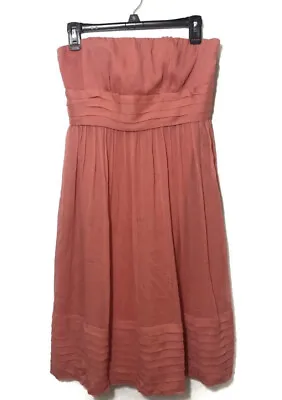 J. Crew Silk Chiffon Arabelle Dress Orange Strapless Bridemaid Size 8P • $21.99