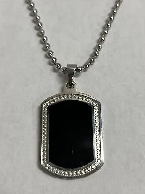 Men’s Stainless Steel Modern Onyx Pendant Necklace • $9.99