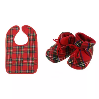 Scottish Royal Stewart Tartan Baby Bib & Bootees Set Available In Various Sizes • £16.99