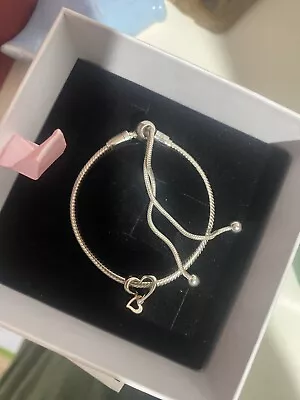 Pandora Moments Snake Chain Slider Bracelet With Heart Charm NIB • $100