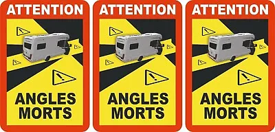 French Blind Spot 2x Magnetic 1x Vinyl Sticker Motorhome ATTENTION ANGLES MORTS • £7.60