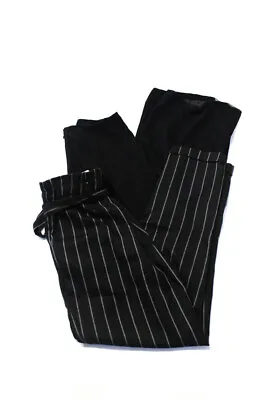 Elle Lauri Womens Silk Striped Side Zipped Straight Pants Black Size S M Lot 2 • $42.69