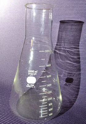 Pyrex Lab Glass - 2L Erlenmeyer Volumetric Flask - Model 5100 - Wide Neck • $27.99