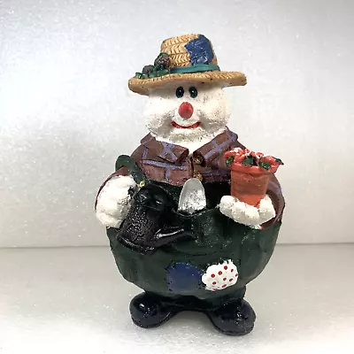 Hand-Painted 9  Tall Roly Poly Fat Snowman Gardener Christmas Figurine Vintage • $19.95