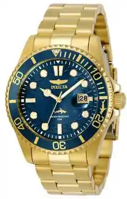NEW!! Invicta Men's 43MM Pro Diver Quartz 3 Hand Blue Dial Gold-tone Watch • $64.95