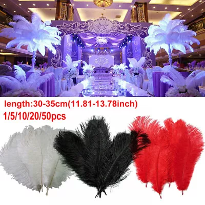 1-50Pcs Large Ostrich Feathers Plume Craft Trim Wedding Party Decoration 30-35cm • $89.04