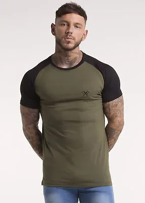 Mens Forever Faithless Original Contrast T-shirt Top Tee Olive Black Muscle Gym • £9.99