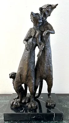 LARGE European Finery Bronze Meerkat Group Sculpture 16”H • $220