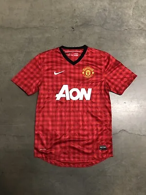 2012 Manchester United Nike Home Kit Plaid Dri-Fit Soccer Jersey Men’s Small • $59.99