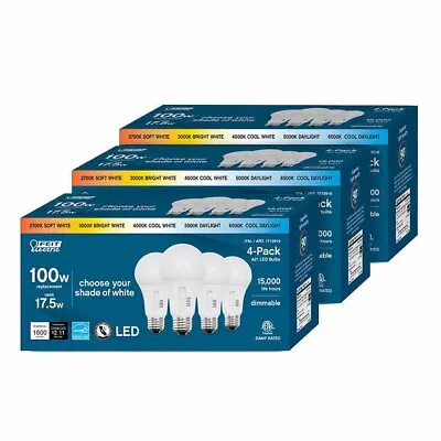 Feit Electric 100W Replacement 5-CCT LED A21 Bulbs 4-pack • $14.99