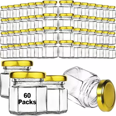 60 Pack Small Glass Jars With Lids 1.5 Oz Mini Honey Jars For Candle Making New • $33.55
