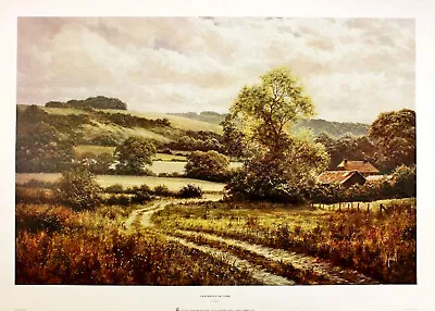 David Dipnall  Farm Beneath The Downs  Landscape Brown Fine Art Print Fine Print • £29.99