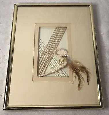 Contemporary 3d Mixed Media Artwork Seashells Feathers String Collage Art Signed • $35.95