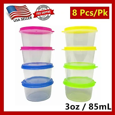 8Pcs/Pk REUSABLE MINI - CONTAINERS W LID Stackable 3oz/85mL Baby Food Storage • $3.99