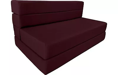 Twin Lounger Folding Foam Mattress Flip Sofa Beds Sit Sleep 6x39x80 Burgundy • $198