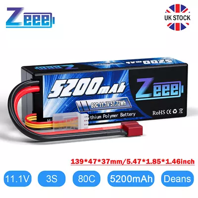 Zeee 11.1V 3S LiPo Battery Deans T 5200mAh 80C For RC Car Boat Truck Helicopter • £35.99