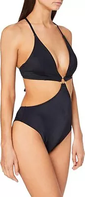 Iris & Lilly Women's Cut-Out Swimsuit Swimming Costume Beachwear Black BNWT • £11.95