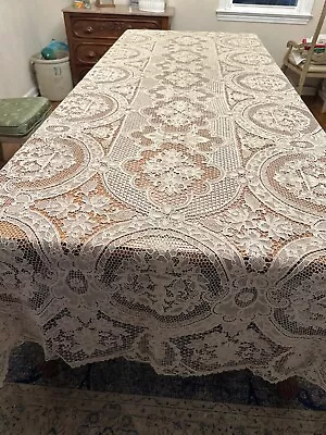 Ecru Needle Lace Tablecloth With Napkins • $550