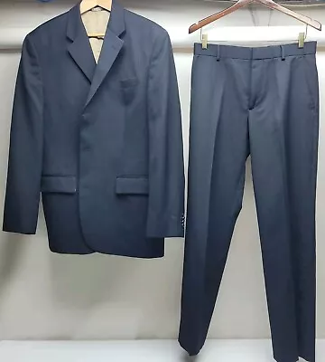 Banana Republic Men's Wool 2 Piece Suit Black Pinstripe 44R Pants 31x30 • $64.98