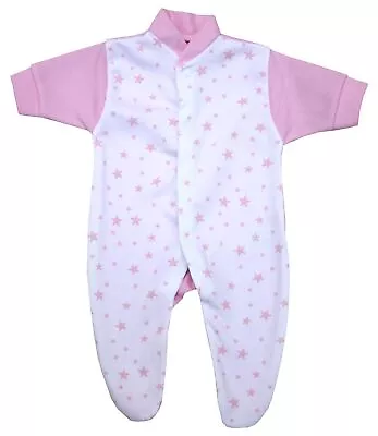 Babyprem Premature Early Baby Girls Clothes Pink Star Sleepsuit 1.5lbs - 7.5lbs • £6.99