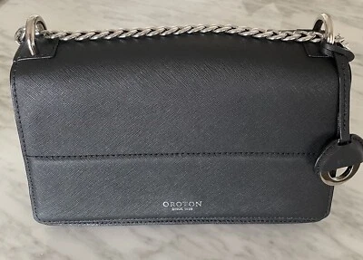 $110 • Buy Oroton Forte Bag Clutch Black Crossbody Chain As New