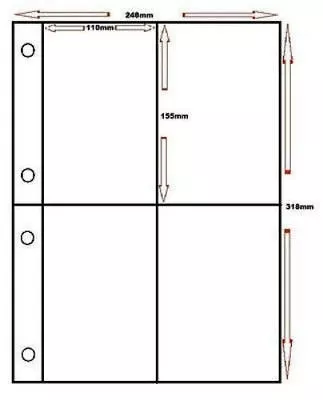£84 • Buy Postcard Album / Guardian Sleeves -4 Pockets  6''x 4''1/4 Qty 5 10 25 50 100 200