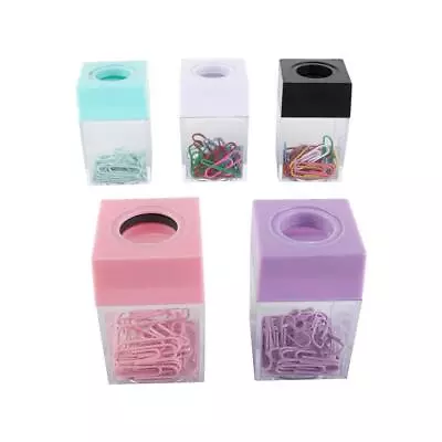 Supplies Desk Storage Paperclip Holder Clips Dispenser Magnetic Absorption Box • £3.89