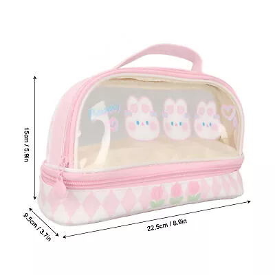 Cute Rabbit Pen Bag Rabbit Pattern Double Layer Waterproof Pencil Case Gift DSO • $10.08