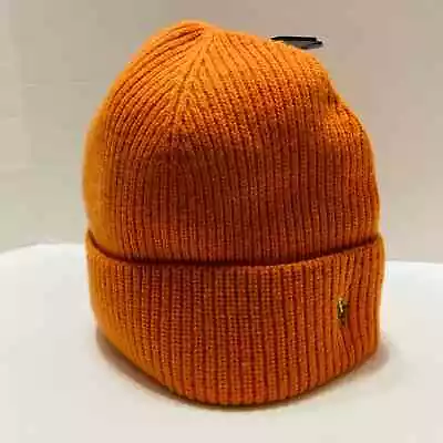 Polo Ralph Lauren Knit Cuff Beanie Hat Cap Adult Orange Pony Wool Outdoors • $34.97