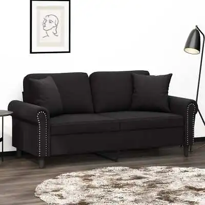 2-Seater Sofa With Cushions Lounge Couch Futon Chair Velvet Fabric Grey 140cm • $397.18