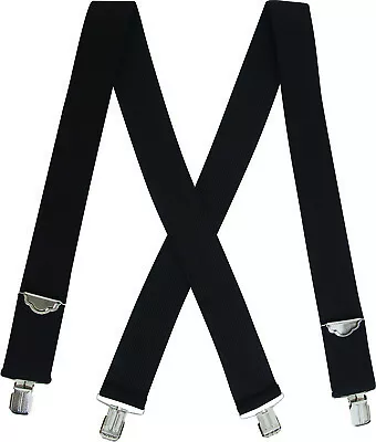 Heavy Duty Suspenders X Back Clip Adjustable Braces Strong Elastic Thick 2  Wide • $15.99