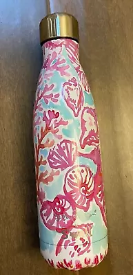 Lilly Pulitzer Swell Pink Blue Shell Seahorse Water Bottle 17 Oz Used • £19.27