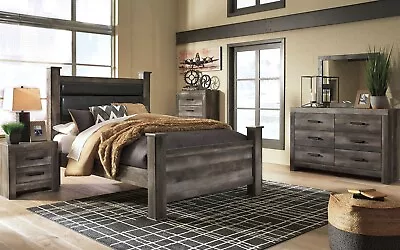 NEW SPECIAL 5 Piece Poster Queen King Bedroom Set Furniture In Rustic Brown IA1J • $1784.72