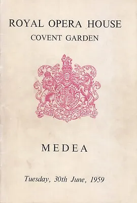 Opera Programme 1959 Covent Garden Maria Callas Jon Vickers Cossotto Medea • £39.99