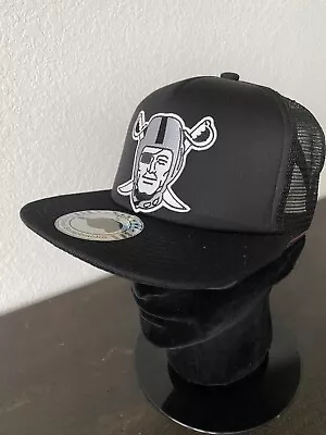 RAIDERS Las Vegas Oakland Helmet Classic Logo Black Trucker Mesh Snapback Hat • $22