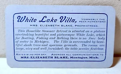 White Lake Villa Hotel Motel Business Card Montague Michigan • $14