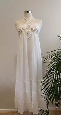 White Cotton  Maxi Boho Dress  Size 81012  Rrp $69.95 Bnwt • $35