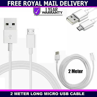 2 Metre Long Micro USB Data Sync Charger Power Cable Lead Fit For Android Phones • £2.95