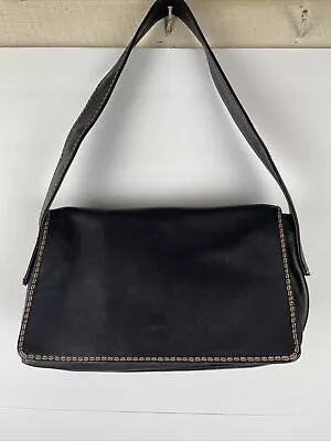 MARCO BUGGIANI ITALY Black 12 X 8 X 4 Leather Large Shoulder Bag Purse Handbag • $14