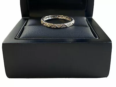 £39.99 • Buy White Gold Finish Created Diamond Thin Band Full Eternity Swirl Design Size M 