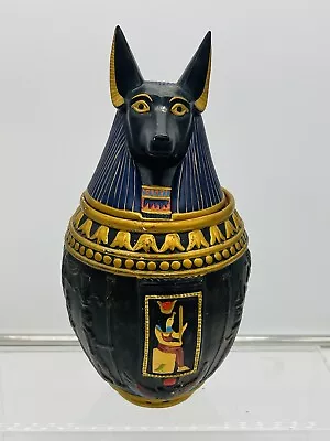 Anubis Canopic Jar Ceramic Egyptian Dog Figurine Vase Cremation Urn Decor Gift • £43.42