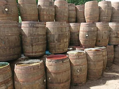 Recycled Solid Oak Barrel Whisky & Beer Keg For Outdoor Garden 40 Gallon 1Pc • £49.99