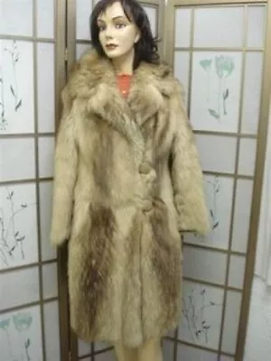 Pre-owned Bleached Raccoon Fur Coat Women Sz 4 • $172.18