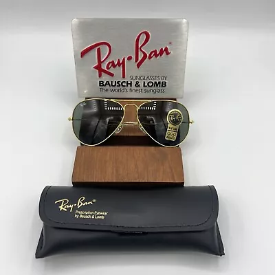 Vintage B&L Ray Ban Bausch & Lomb Gold Aviators G15 Gray 58mm L0205 W/Case • $259