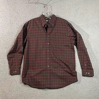 LL Bean Shirt Mens Large Red Plaid Button Lightweight Flannel Lumberjack Western • $3.79