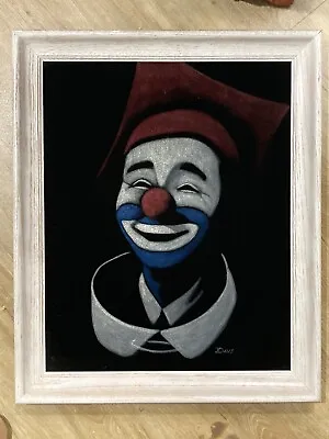 Vintage Original Clown Painting On Black Velvet Signed. 16x20 W/out Frame. • $50